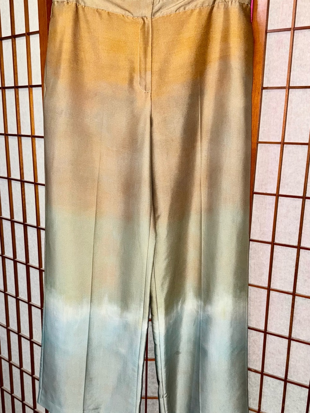 Zara Champagne Satin Wide Leg Pants XL